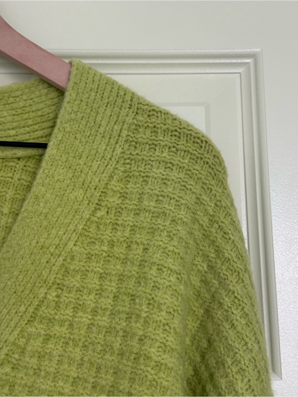 Universal Thread Lime Green Waffle-Knit V-Neck Button Cardigan - Picture 6 of 6